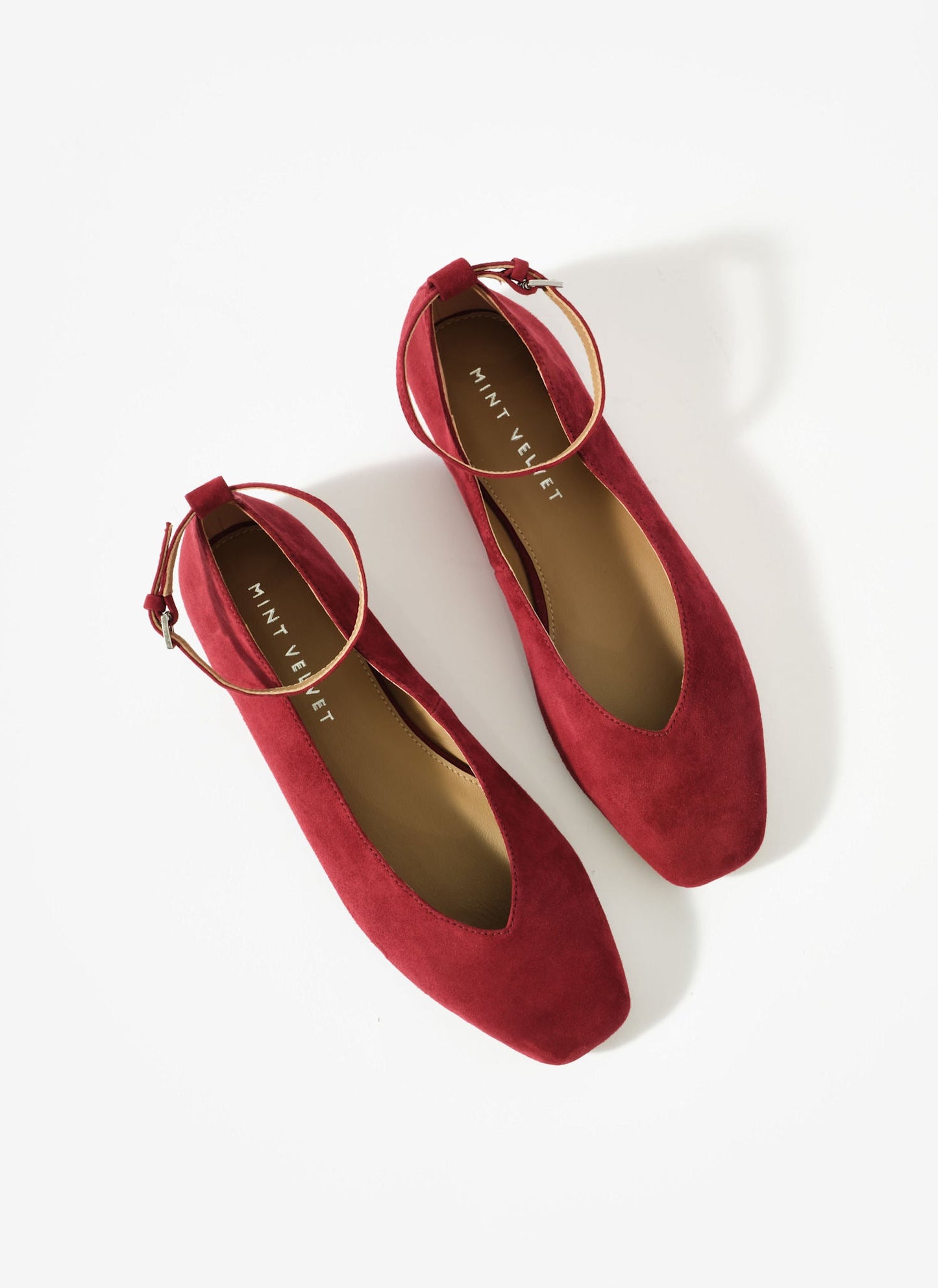 Honey Red Suede Ballet Flat Pumps