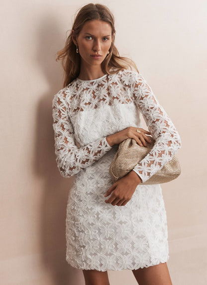 White Lace Hourglass Mini Dress