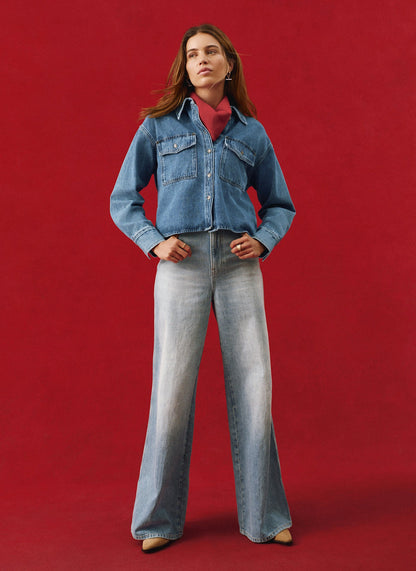 Indigo Cropped Denim Shirt