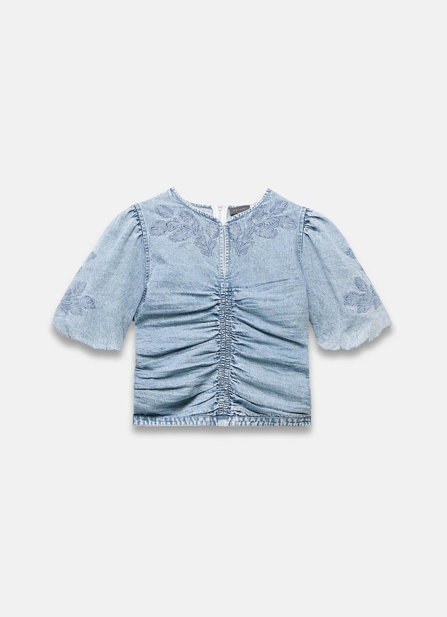 Indigo Denim Embroidered Top