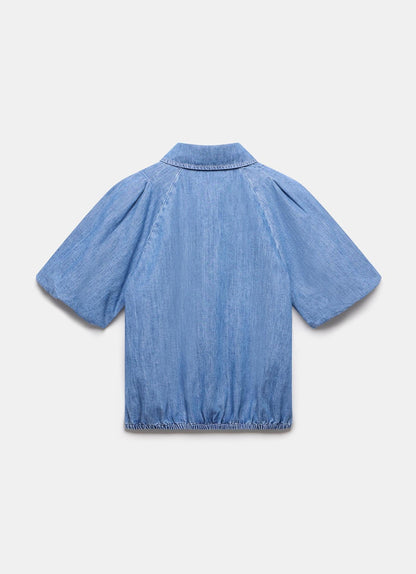 Indigo Denim Puff Sleeve Shirt