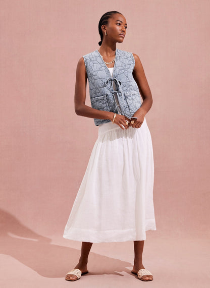 Indigo Quilted Tie Front Gilet