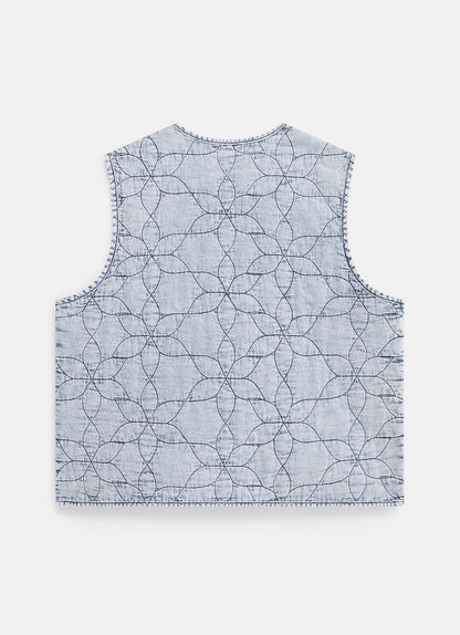 Indigo Quilted Tie Front Gilet