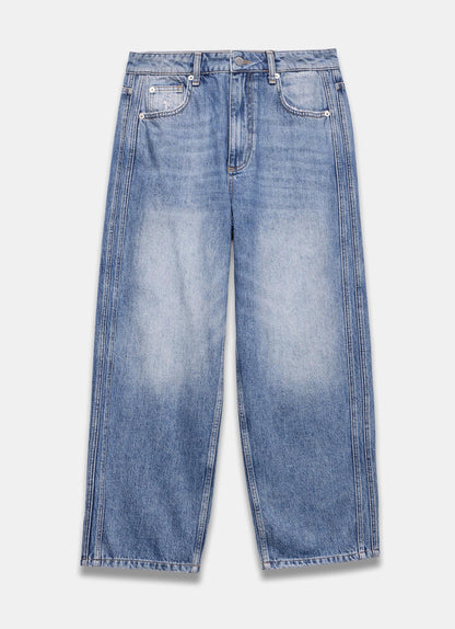 Mid Indigo Relaxed Tapered Boyfriend Jeans