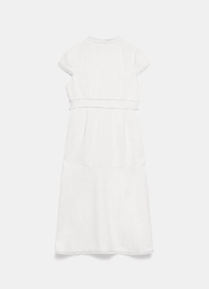 Cream Boucle Midi Dress