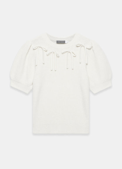 Cream Bow Detail Knit Top