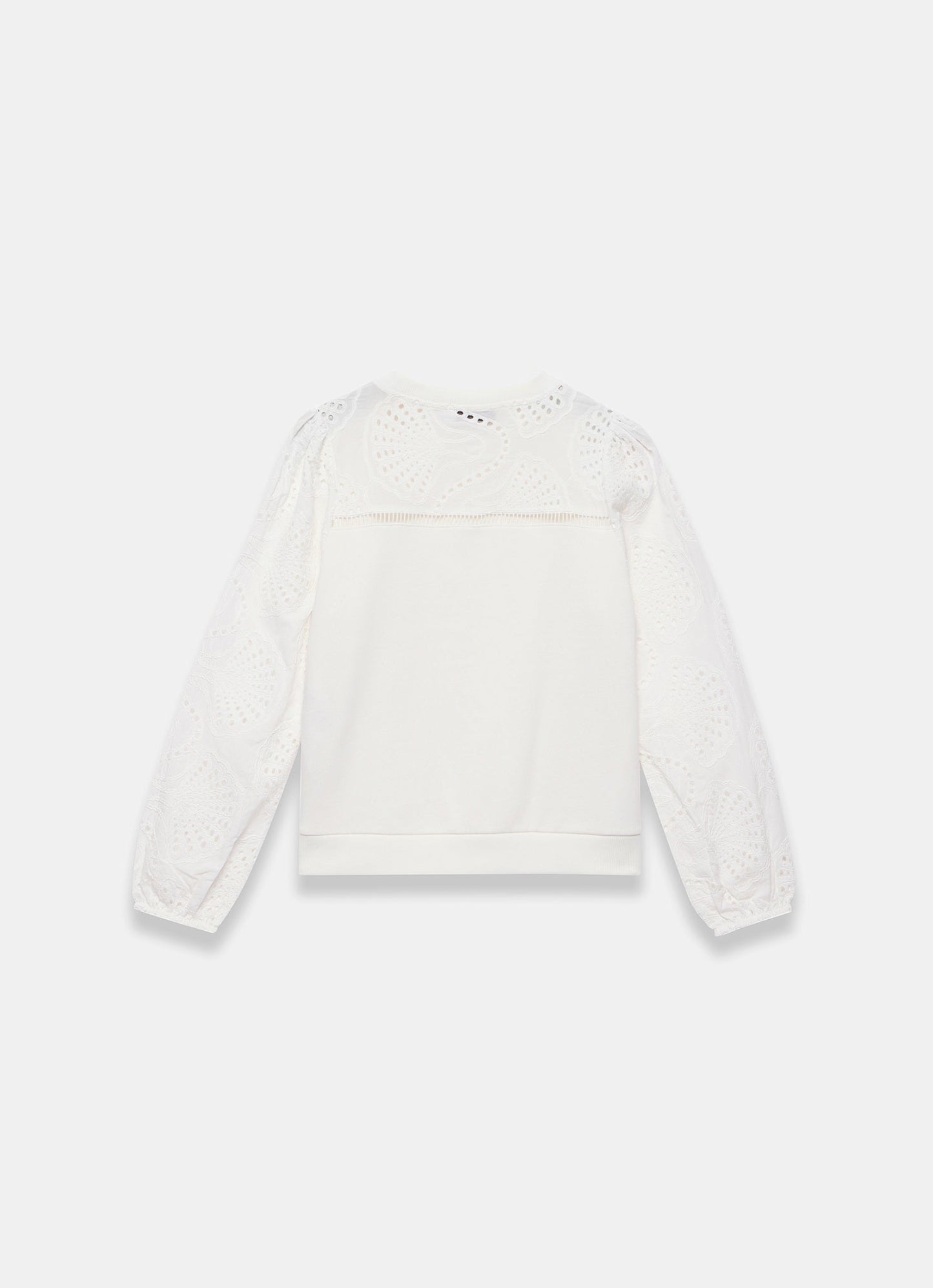 White Broderie Anglaise Detail Sweatshirt