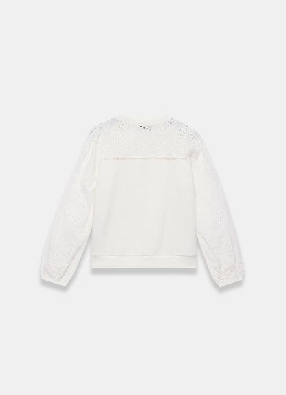 White Broderie Anglaise Detail Sweatshirt