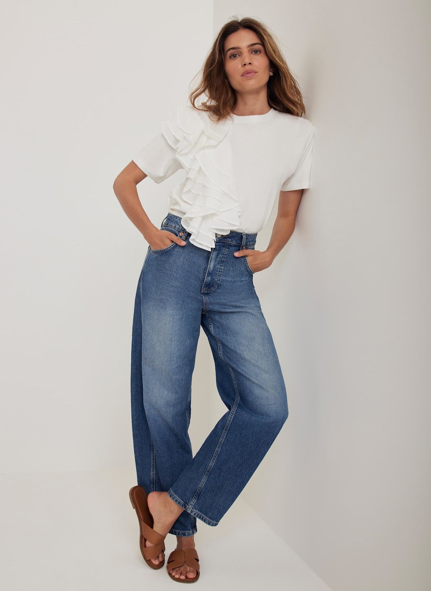 White Cotton Frill T-Shirt