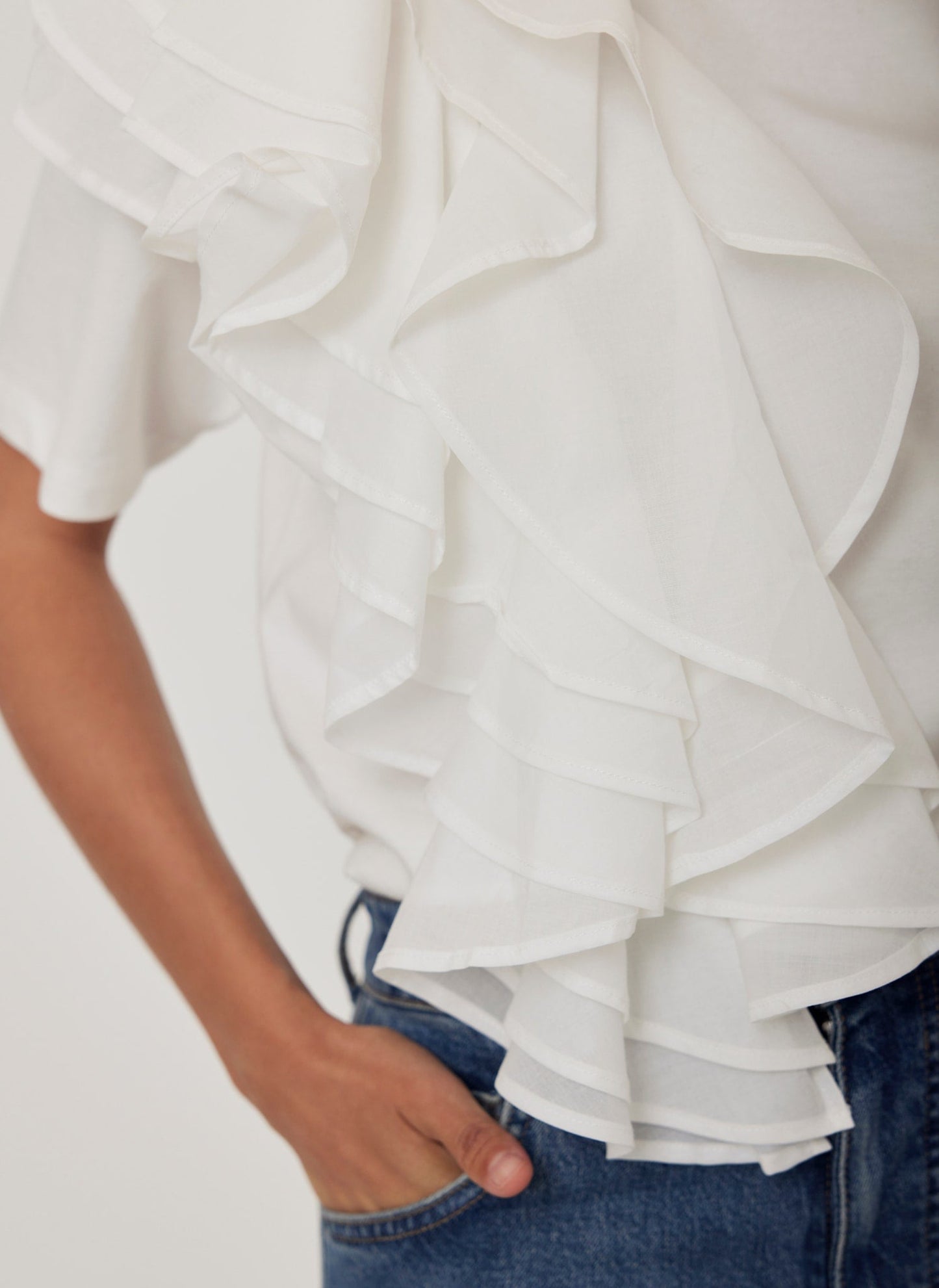 White Cotton Frill T-Shirt