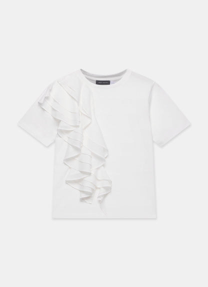 White Cotton Frill T-Shirt