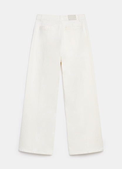 White Bow Embellished Wide Jeans