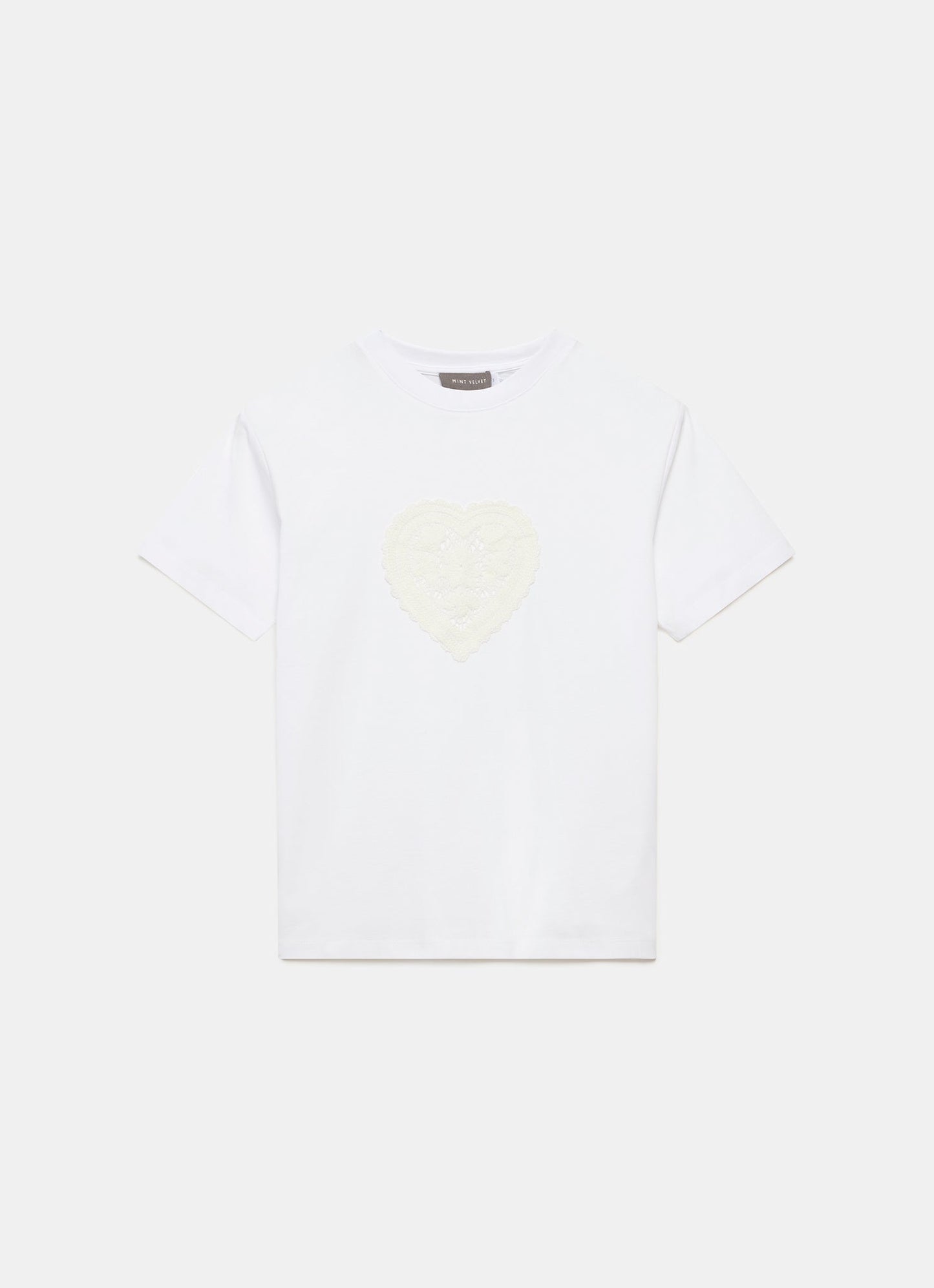 White Crochet Heart T-Shirt