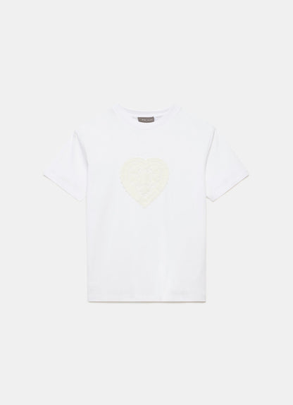White Crochet Heart T-Shirt