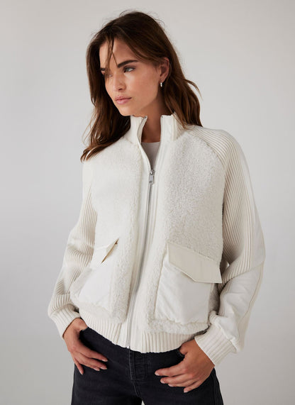 White Borg Mix Bomber Jacket