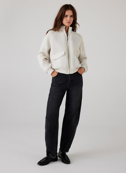 White Borg Mix Bomber Jacket