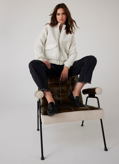 White Borg Mix Bomber Jacket