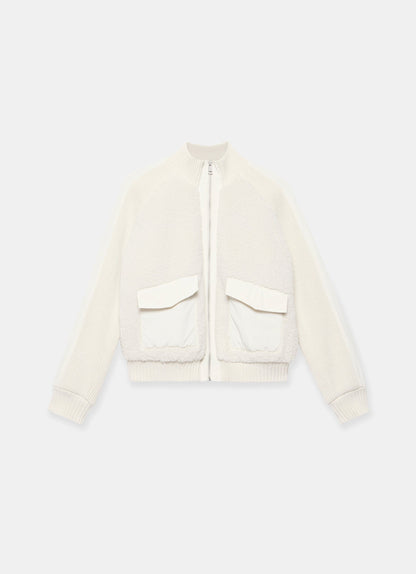 White Borg Mix Bomber Jacket