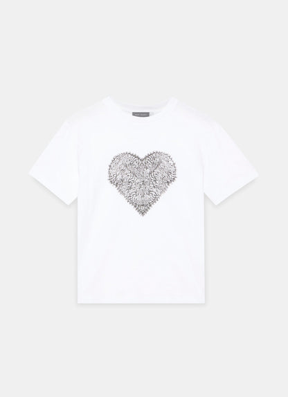 White Lace Heart Graphic T-Shirt