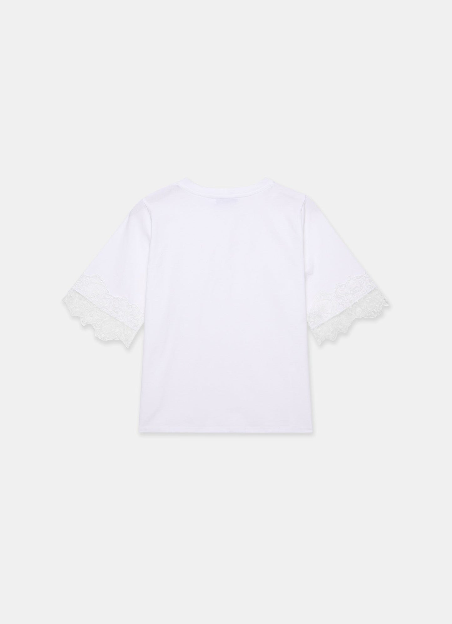 White Cotton Lace Trim T-Shirt