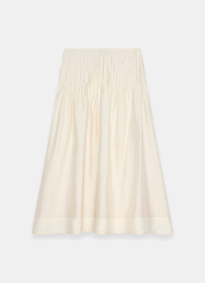 Cream Pintuck Maxi Skirt