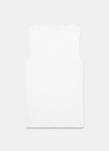 White Scallop Trim Vest Top
