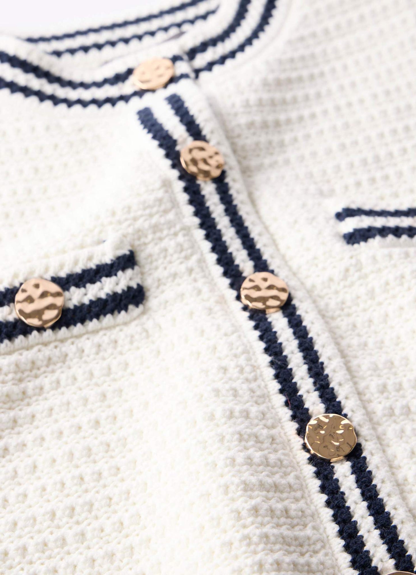 White Contrast Trim Knit Waistcoat
