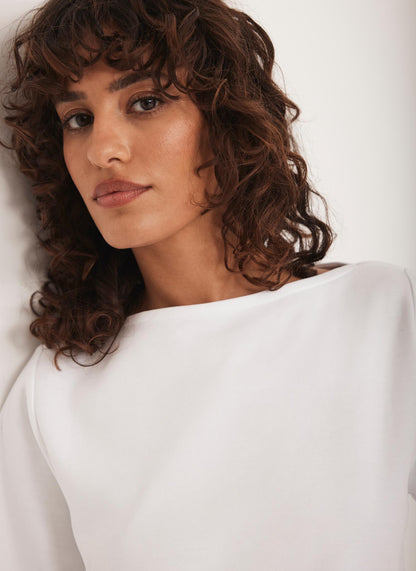 White Slash Neck T Shirt