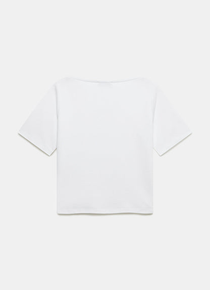 White Slash Neck T Shirt