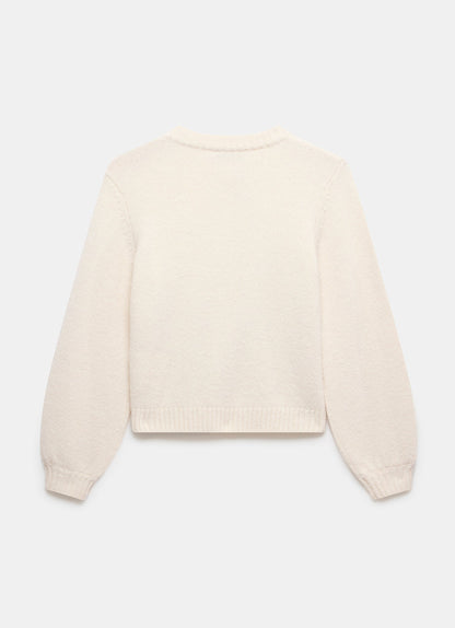 Cream Wool Blend Cardigan