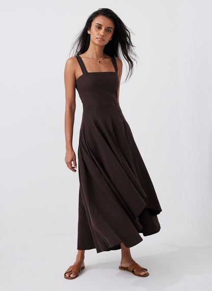 Brown Jersey Midi Dress