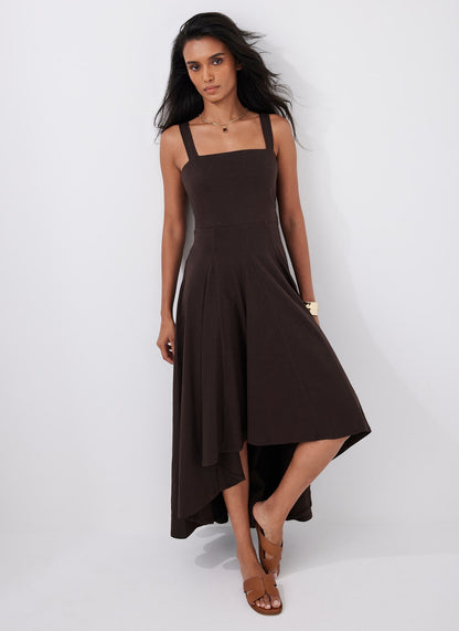 Brown Jersey Midi Dress