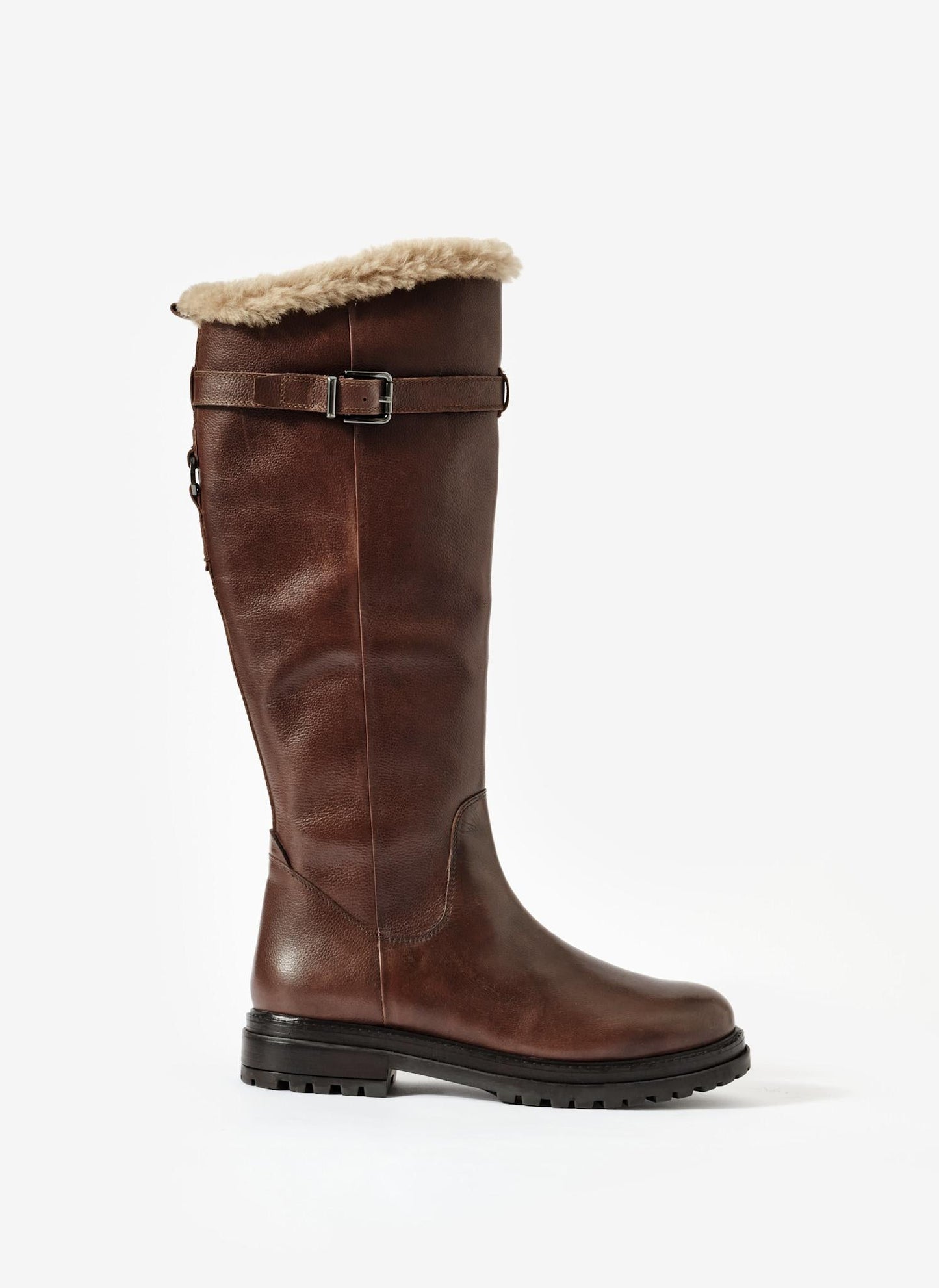 Kara Brown Leather Faux Fur Boots