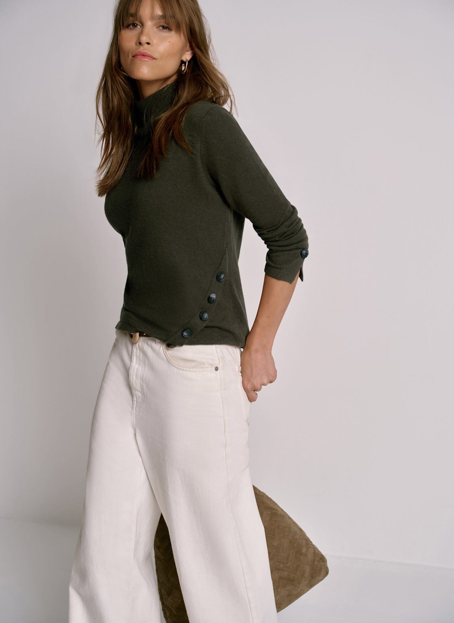 Khaki Button Detail Top