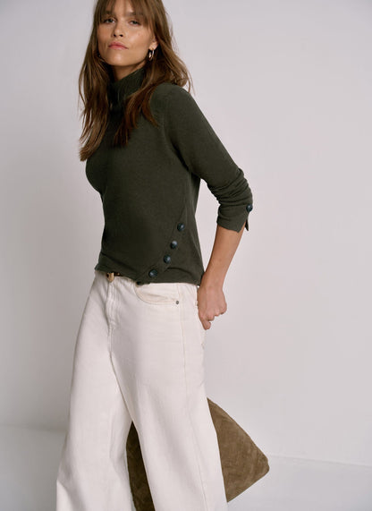 Khaki Button Detail Top