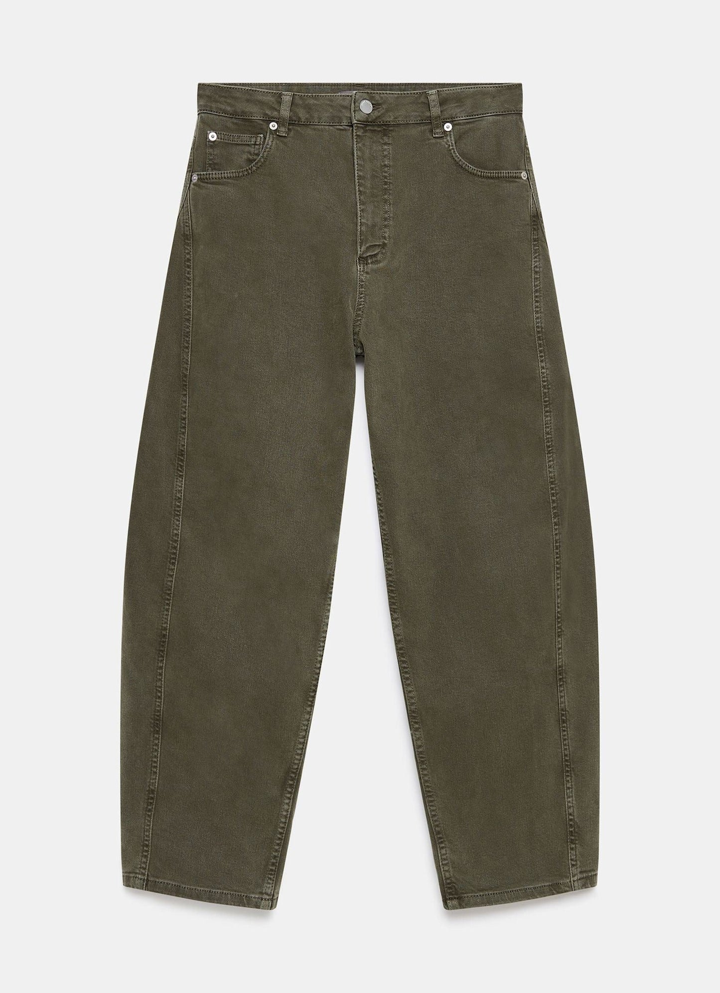 Khaki Barrel Leg Jeans