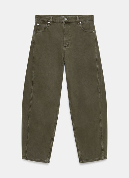 Khaki Barrel Leg Jeans