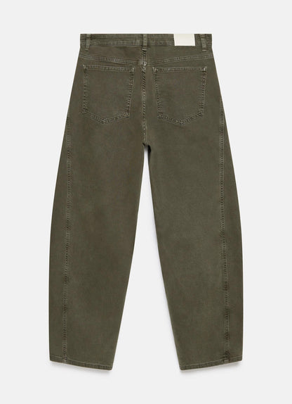 Khaki Barrel Leg Jeans