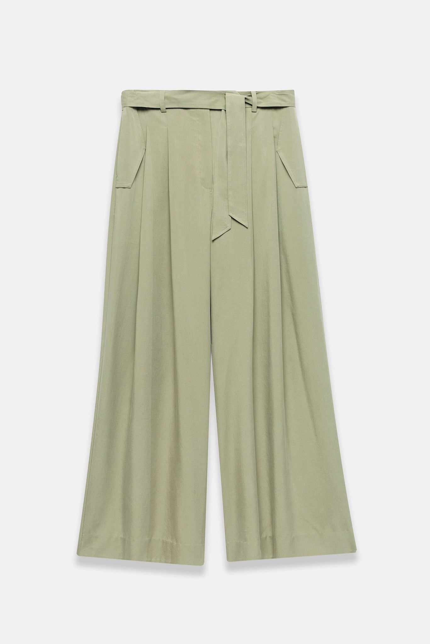 Khaki Belted Wide Leg Trousers