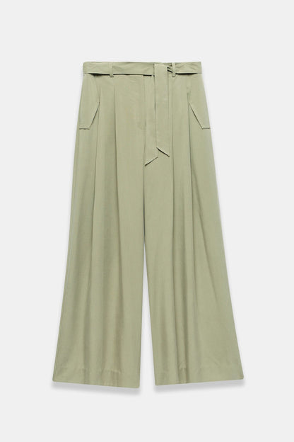 Khaki Belted Wide Leg Trousers