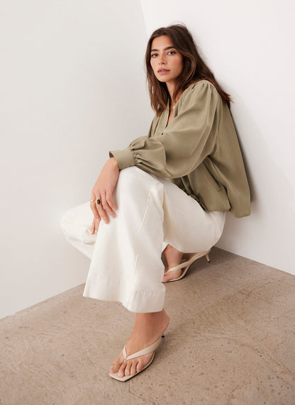 Khaki Bubble Hem Jacket