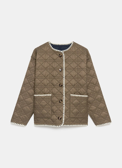 Khaki Reversible Quilted Jacket