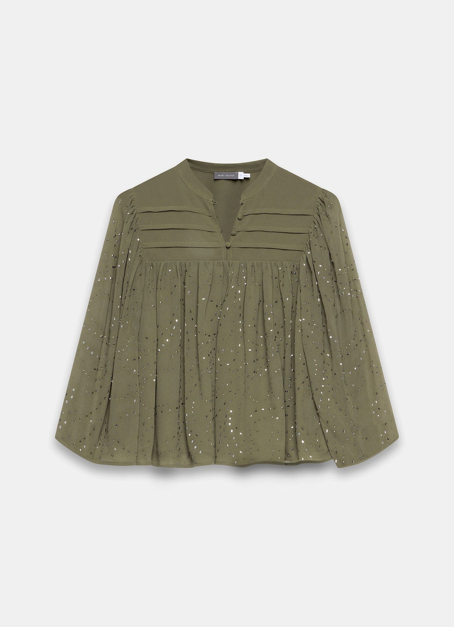 Khaki Embellished Cape Top