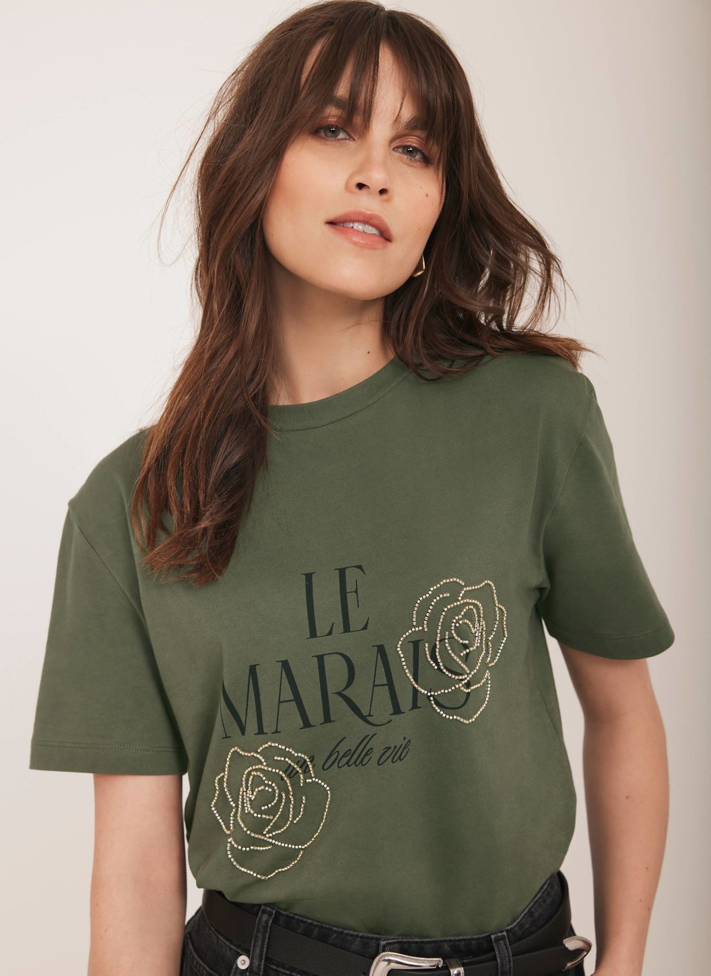 Khaki Graphic Slogan T-Shirt