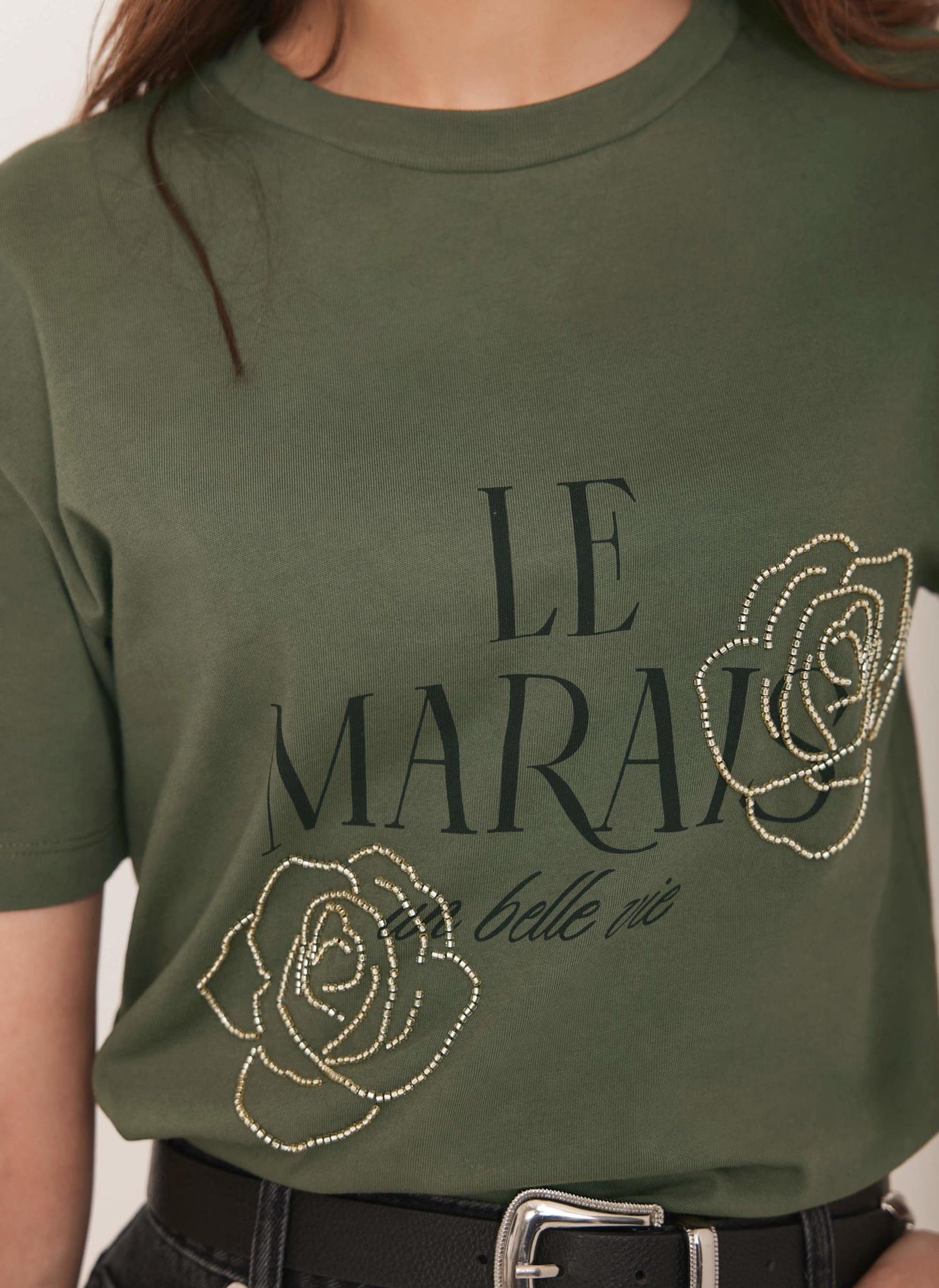 Khaki Graphic Slogan T-Shirt