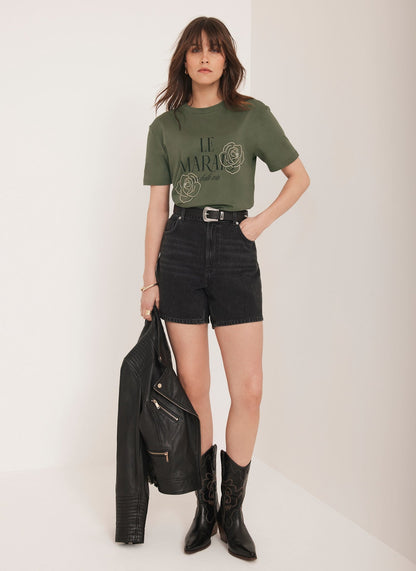 Khaki Graphic Slogan T-Shirt