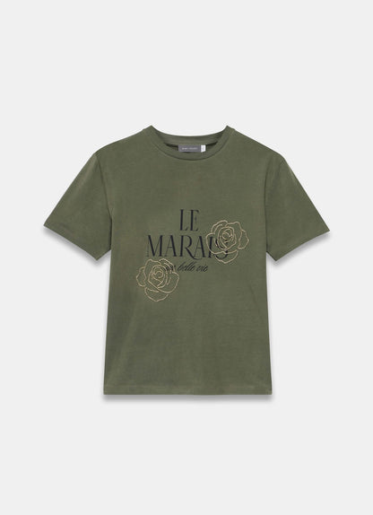 Khaki Graphic Slogan T-Shirt