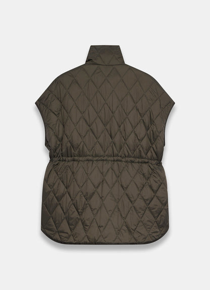 Khaki Quilted Oversized Gilet