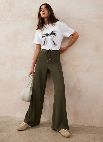 Khaki Side Stripe Wide Trousers