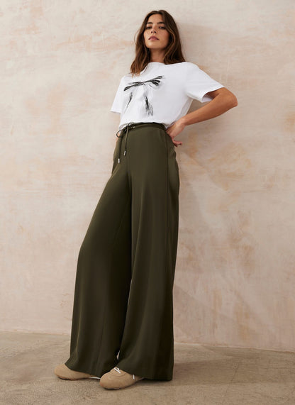 Khaki Side Stripe Wide Trousers